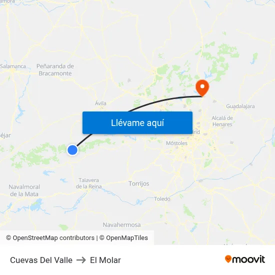 Cuevas Del Valle to El Molar map