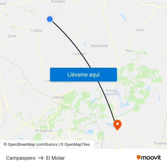 Campaspero to El Molar map