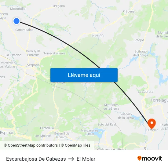 Escarabajosa De Cabezas to El Molar map