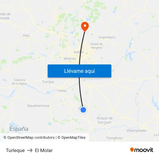 Turleque to El Molar map