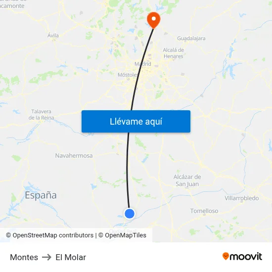 Montes to El Molar map