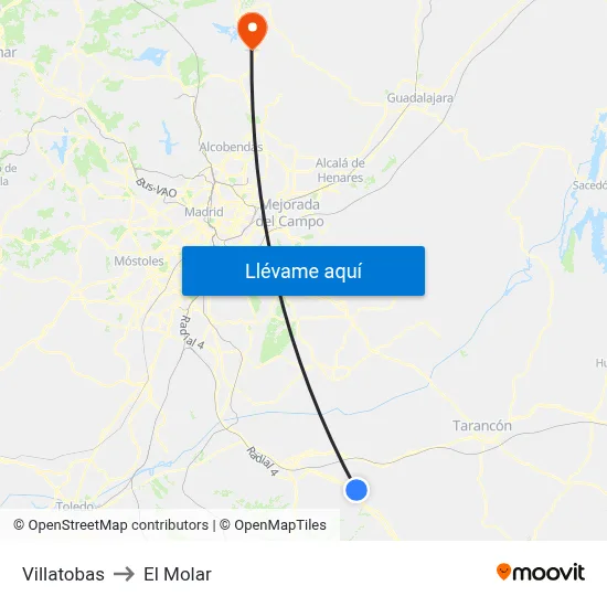 Villatobas to El Molar map