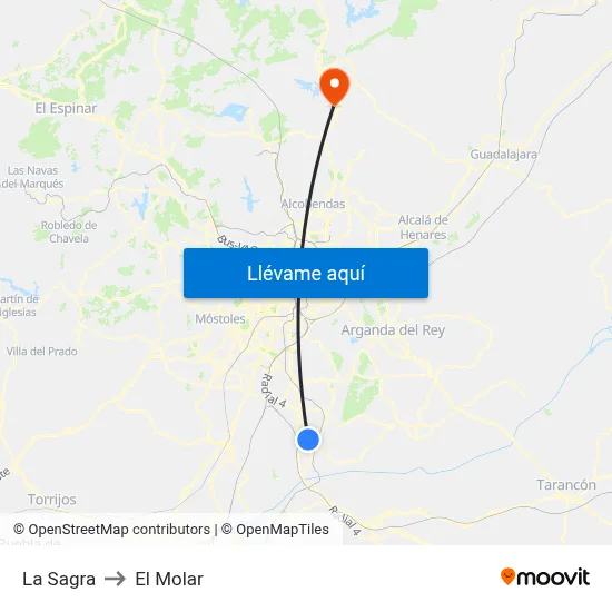 La Sagra to El Molar map