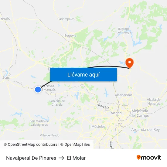 Navalperal De Pinares to El Molar map