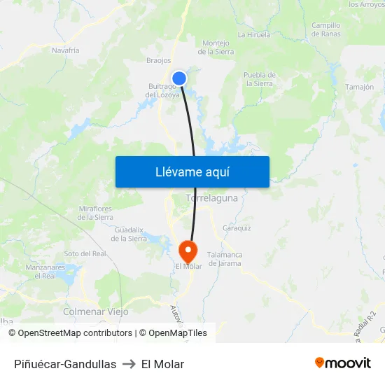 Piñuécar-Gandullas to El Molar map