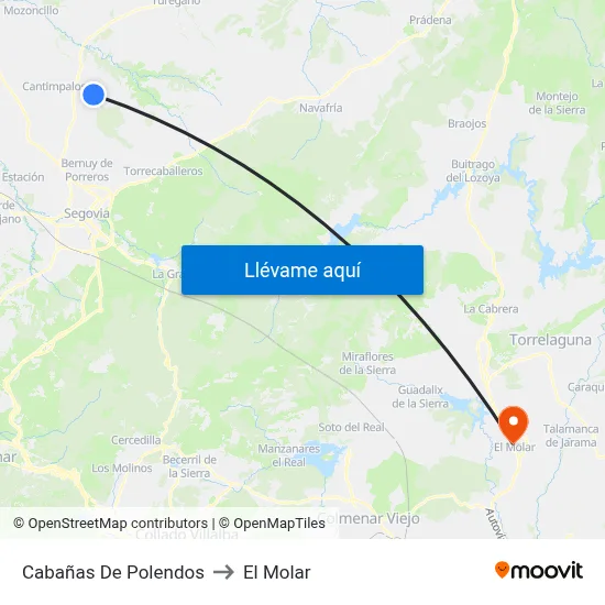 Cabañas De Polendos to El Molar map