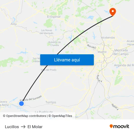 Lucillos to El Molar map