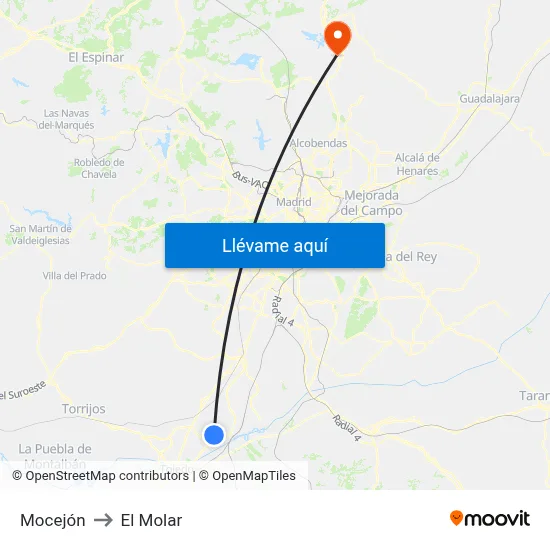 Mocejón to El Molar map