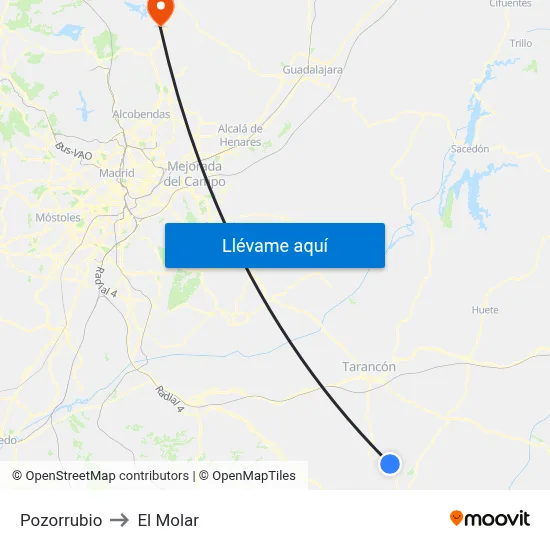 Pozorrubio to El Molar map
