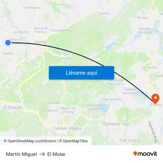 Martín Miguel to El Molar map