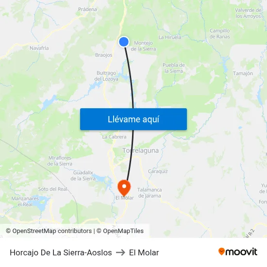 Horcajo De La Sierra-Aoslos to El Molar map