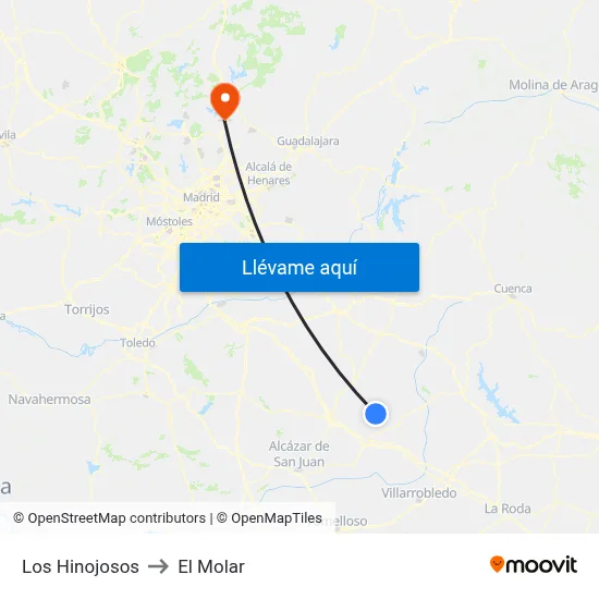 Los Hinojosos to El Molar map