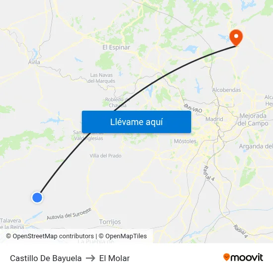 Castillo De Bayuela to El Molar map