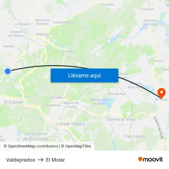 Valdeprados to El Molar map