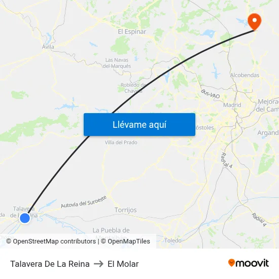 Talavera De La Reina to El Molar map