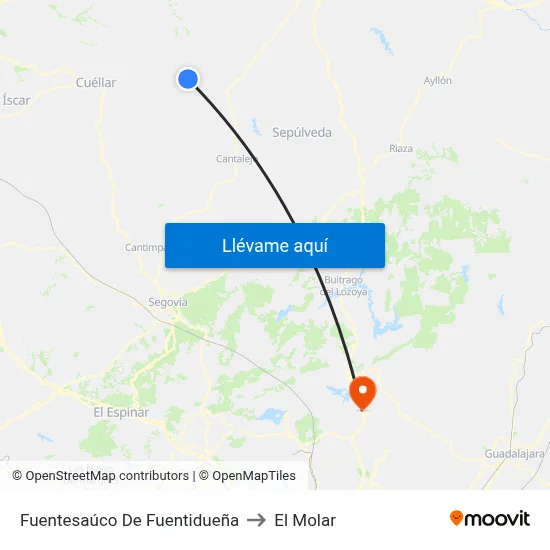 Fuentesaúco De Fuentidueña to El Molar map