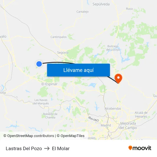 Lastras Del Pozo to El Molar map