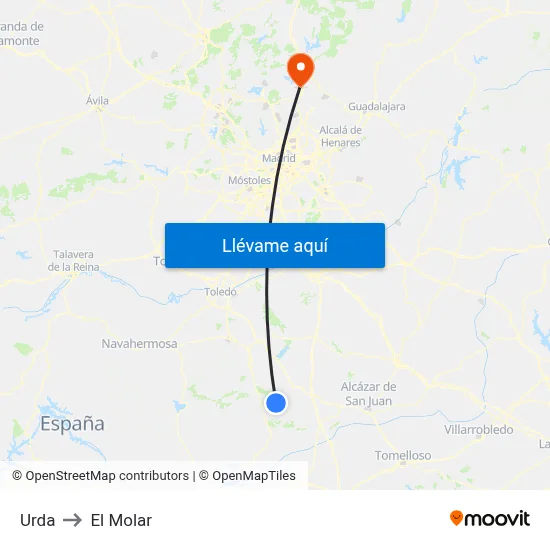 Urda to El Molar map