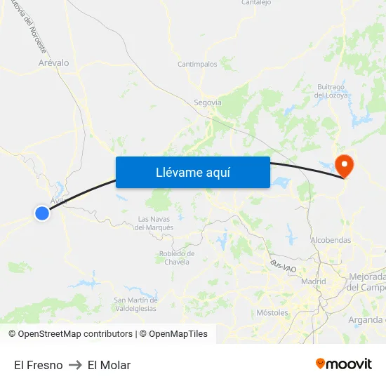 El Fresno to El Molar map