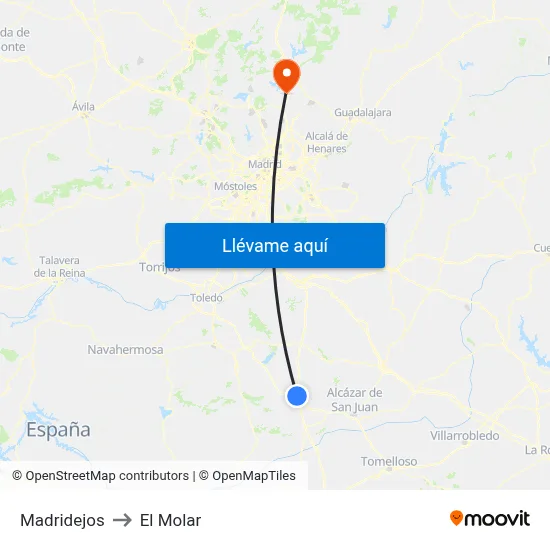 Madridejos to El Molar map