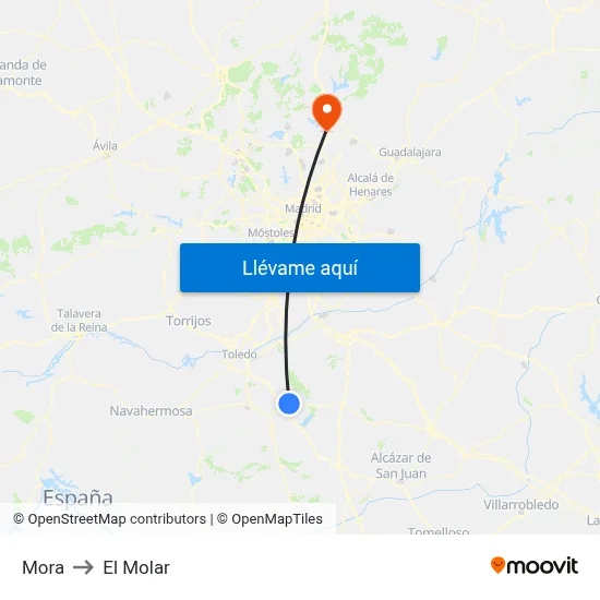 Mora to El Molar map