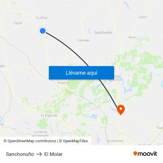 Sanchonuño to El Molar map