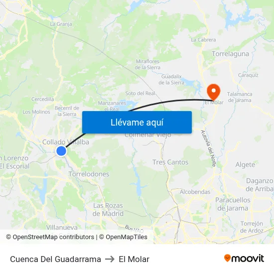 Cuenca Del Guadarrama to El Molar map