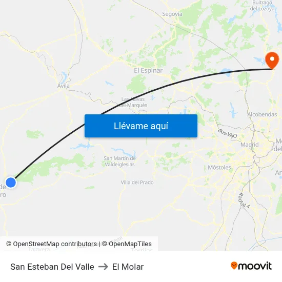 San Esteban Del Valle to El Molar map