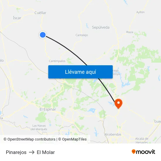 Pinarejos to El Molar map