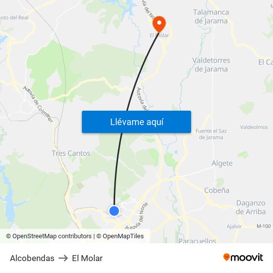 Alcobendas to El Molar map
