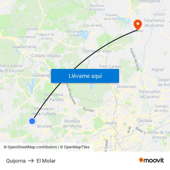 Quijorna to El Molar map