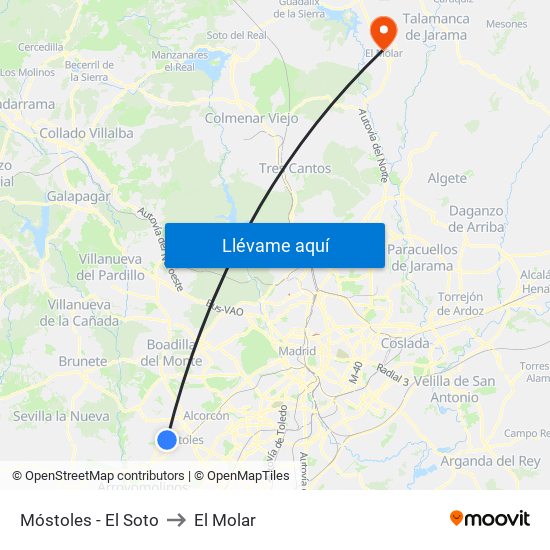 Móstoles - El Soto to El Molar map
