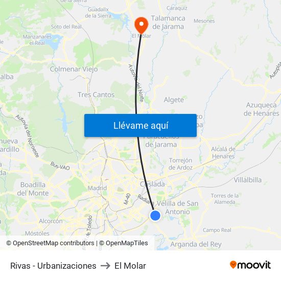 Rivas - Urbanizaciones to El Molar map