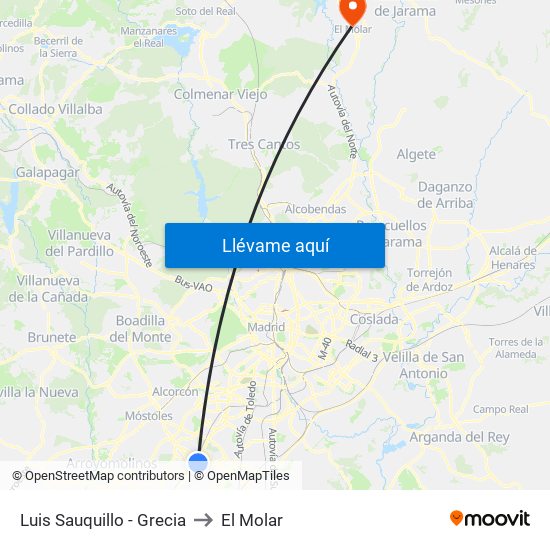 Luis Sauquillo - Grecia to El Molar map