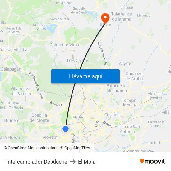 Intercambiador De Aluche to El Molar map