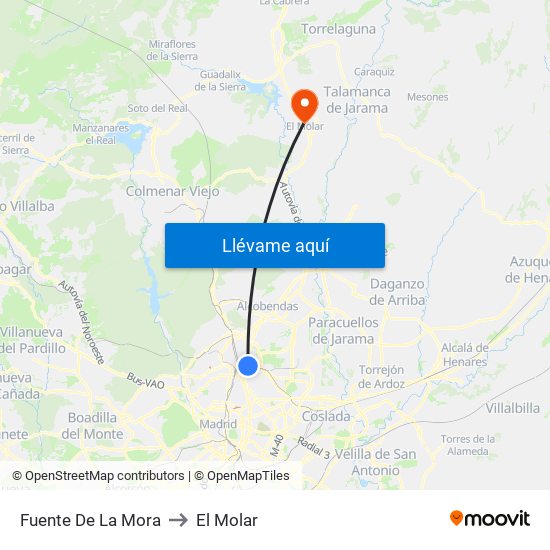 Fuente De La Mora to El Molar map