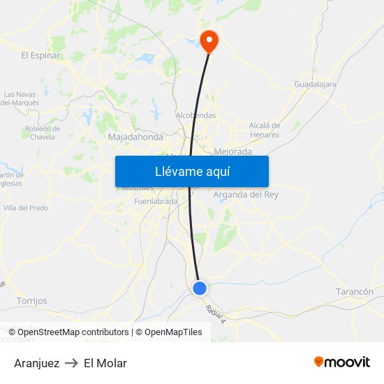 Aranjuez to El Molar map