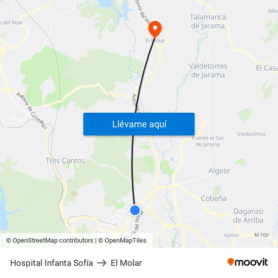 Hospital Infanta Sofía to El Molar map
