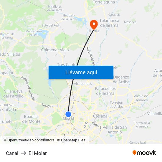Canal to El Molar map