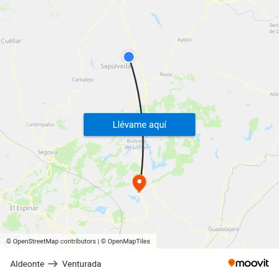 Aldeonte to Venturada map