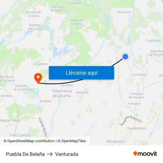 Puebla De Beleña to Venturada map