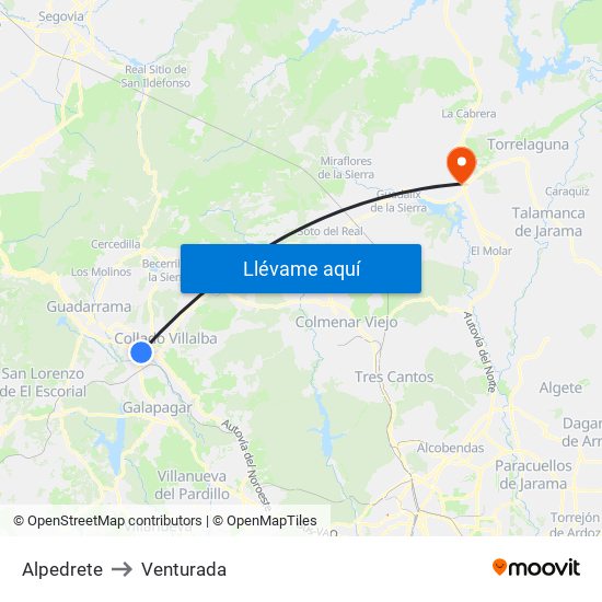 Alpedrete to Venturada map