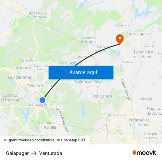 Galapagar to Venturada map
