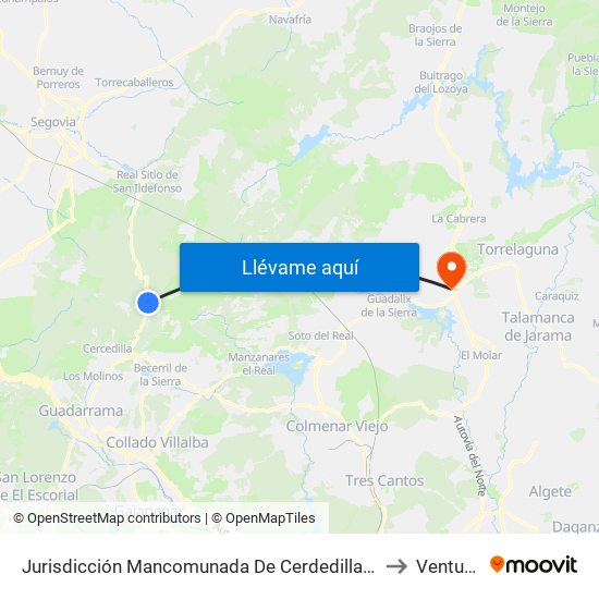 Jurisdicción Mancomunada De Cerdedilla Y Navacerrada to Venturada map