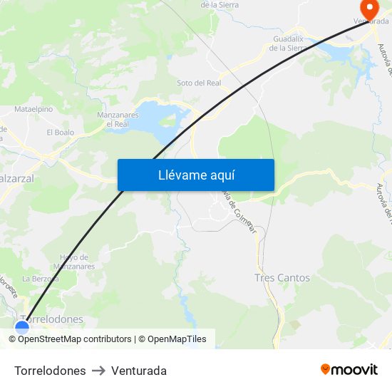 Torrelodones to Venturada map