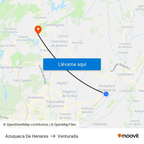 Azuqueca De Henares to Venturada map