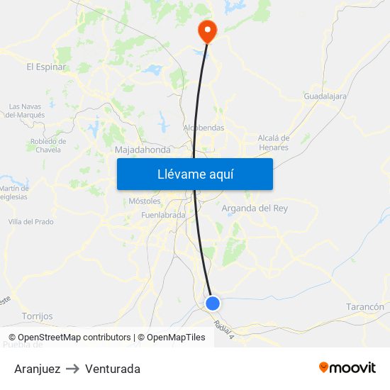 Aranjuez to Venturada map