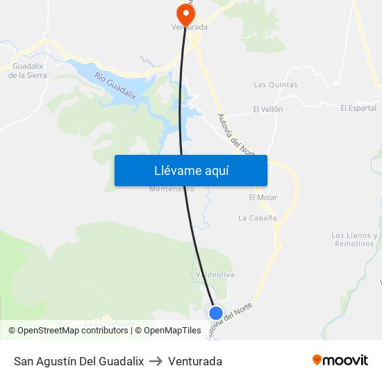 San Agustín Del Guadalix to Venturada map