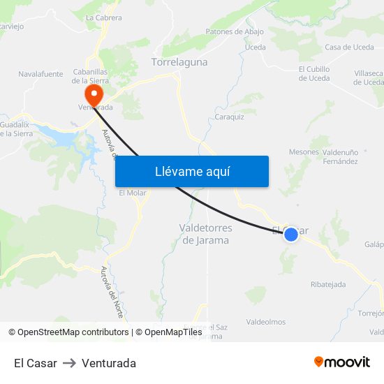 El Casar to Venturada map