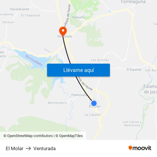 El Molar to Venturada map